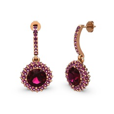 Rodolit garnet 18 ayar rose altın küpe
