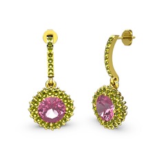 Sivana Küpe - Pembe kuvars ve peridot 925 ayar altın kaplama gümüş küpe #1wl5ei5