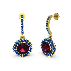 Sivana Küpe - Rodolit garnet ve lab safir 14 ayar altın küpe #1xjpl42