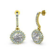 Sivana Küpe - Swarovski ve akuamarin 8 ayar altın küpe #1ydokb2