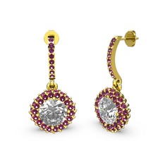 Sivana Küpe - Swarovski ve rodolit garnet 8 ayar altın küpe #20q1tu