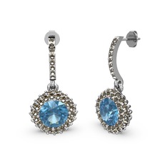 Sivana Küpe - Akuamarin ve dumanlı kuvars 925 ayar gümüş küpe #39lk6i