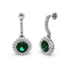 Yeşil kuvars ve swarovski 8 ayar beyaz altın küpe