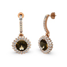 Sivana Küpe - Dumanlı kuvars ve swarovski 14 ayar rose altın küpe #4xf4nv