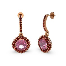 Sivana Küpe - Pembe kuvars ve garnet 18 ayar rose altın küpe #59qq8r