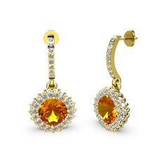 Sivana Küpe - Sitrin ve pırlanta 8 ayar altın küpe (1.52 karat) #8570hy