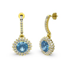 Sivana Küpe - Akuamarin ve swarovski 925 ayar altın kaplama gümüş küpe #9ub1b5