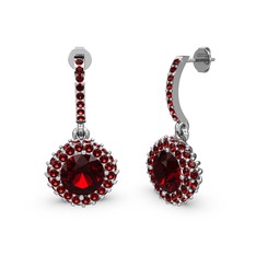 Sivana Küpe - Garnet 18 ayar beyaz altın küpe #at6usw