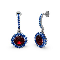 Sivana Küpe - Garnet ve lab safir 14 ayar beyaz altın küpe #avka2