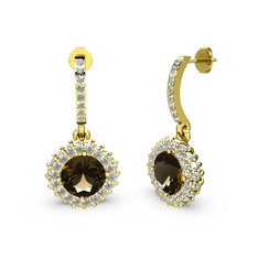 Sivana Küpe - Dumanlı kuvars ve swarovski 18 ayar altın küpe #ax8iew