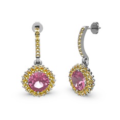 Sivana Küpe - Pembe kuvars ve sitrin 925 ayar gümüş küpe #baf4x6