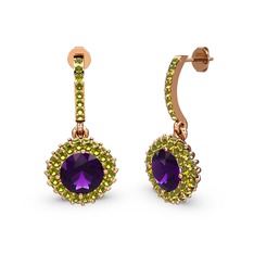 Sivana Küpe - Ametist ve peridot 18 ayar rose altın küpe #bhwoq5