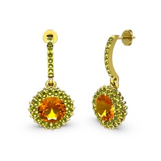 Sitrin ve peridot 14 ayar altın küpe