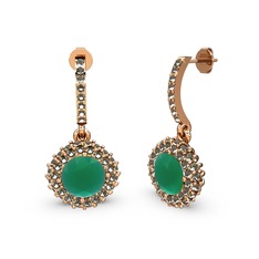 Sivana Küpe - Kök zümrüt ve dumanlı kuvars 14 ayar rose altın küpe #cxv4r5