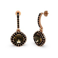 Sivana Küpe - Dumanlı kuvars ve siyah zirkon 18 ayar rose altın küpe #d24z8h