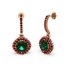 Sivana Küpe - Yeşil kuvars ve garnet 14 ayar rose altın küpe #dbkoyc