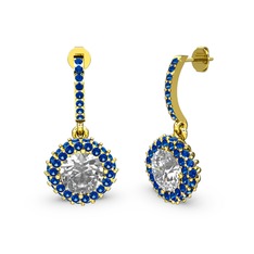 Sivana Küpe - Swarovski ve lab safir 8 ayar altın küpe #emx6ix