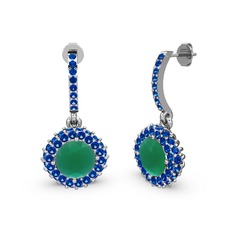 Sivana Küpe - Kök zümrüt ve lab safir 8 ayar beyaz altın küpe #hsbh7w