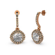 Sivana Küpe - Beyaz zirkon ve dumanlı kuvars 925 ayar rose altın kaplama gümüş küpe #hyx6ay