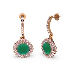 Sivana Küpe - Kök zümrüt ve pembe kuvars 8 ayar rose altın küpe #ibztxo