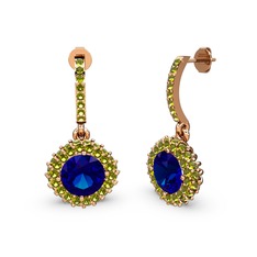 Lab safir ve peridot 18 ayar rose altın küpe