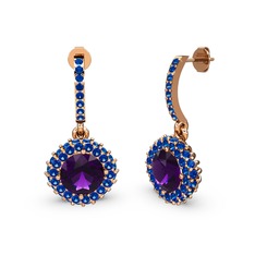 Sivana Küpe - Ametist ve lab safir 8 ayar rose altın küpe #irqozl