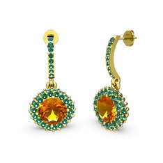 Sivana Küpe - Sitrin ve yeşil kuvars 18 ayar altın küpe #ivoiqp