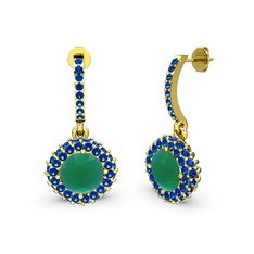 Sivana Küpe - Kök zümrüt ve lab safir 925 ayar altın kaplama gümüş küpe #jtuxv9