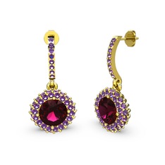 Sivana Küpe - Rodolit garnet ve ametist 8 ayar altın küpe #jwhtgq