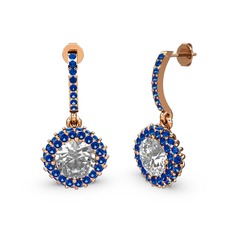 Sivana Küpe - Swarovski ve lab safir 14 ayar rose altın küpe #knks1g