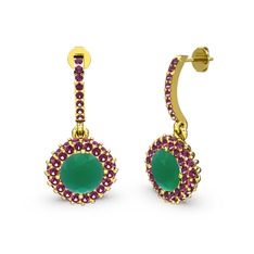 Sivana Küpe - Kök zümrüt ve rodolit garnet 18 ayar altın küpe #la9fzj