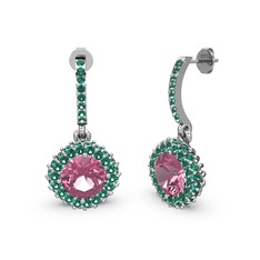 Sivana Küpe - Pembe kuvars ve yeşil kuvars 8 ayar beyaz altın küpe #lzzcrg