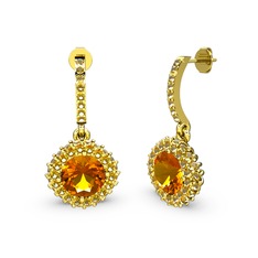 Sitrin 18 ayar altın küpe