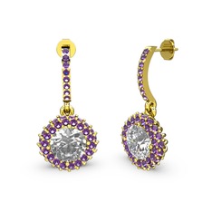 Sivana Küpe - Swarovski ve ametist 18 ayar altın küpe #oopqp1