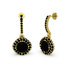 Sivana Küpe - Siyah zirkon 925 ayar altın kaplama gümüş küpe #pm575c