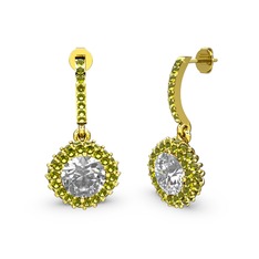 Swarovski ve peridot 18 ayar altın küpe