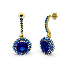Lab safir 14 ayar altın küpe