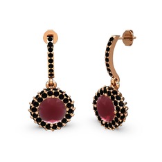 Sivana Küpe - Kök yakut ve siyah zirkon 8 ayar rose altın küpe #rzmrv0