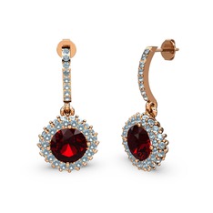 Sivana Küpe - Garnet ve akuamarin 18 ayar rose altın küpe #stsaic
