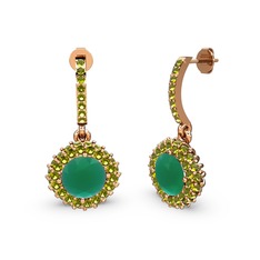 Sivana Küpe - Kök zümrüt ve peridot 14 ayar rose altın küpe #ts5mwl