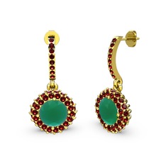Sivana Küpe - Kök zümrüt ve garnet 18 ayar altın küpe #ulqzml