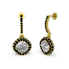 Sivana Küpe - Swarovski ve siyah zirkon 14 ayar altın küpe #vz3u31