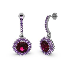 Sivana Küpe - Rodolit garnet ve ametist 18 ayar beyaz altın küpe #xgbsiq
