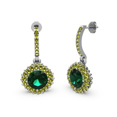 Yeşil kuvars ve peridot 925 ayar gümüş küpe