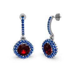 Sivana Küpe - Garnet ve lab safir 8 ayar beyaz altın küpe #zf4253