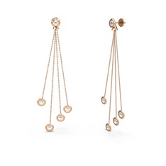 Zincir Küpe - Swarovski 18 ayar rose altın küpe #by03xn