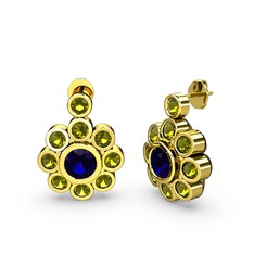 Peridot ve lab safir 8 ayar altın küpe