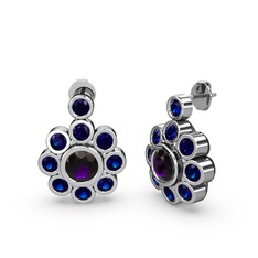 Lab safir ve ametist 925 ayar gümüş küpe