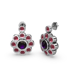 Kök yakut ve ametist 925 ayar gümüş küpe