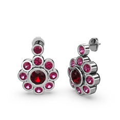 Rodolit garnet ve garnet 8 ayar beyaz altın küpe